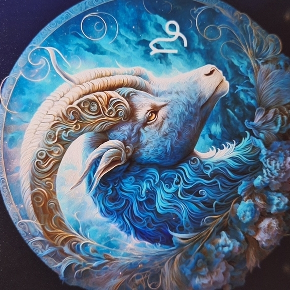 4x4 Capricorn Zodiac Sea Goat Art Illustration Watercolor Oil Painting Print - Picture 2 of 5